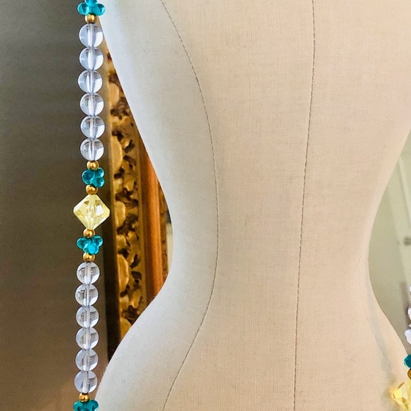 Vintage Signed Blue Yellow Bead Necklace 💎💛 HTF rare clasp item - Picture 8 of 17